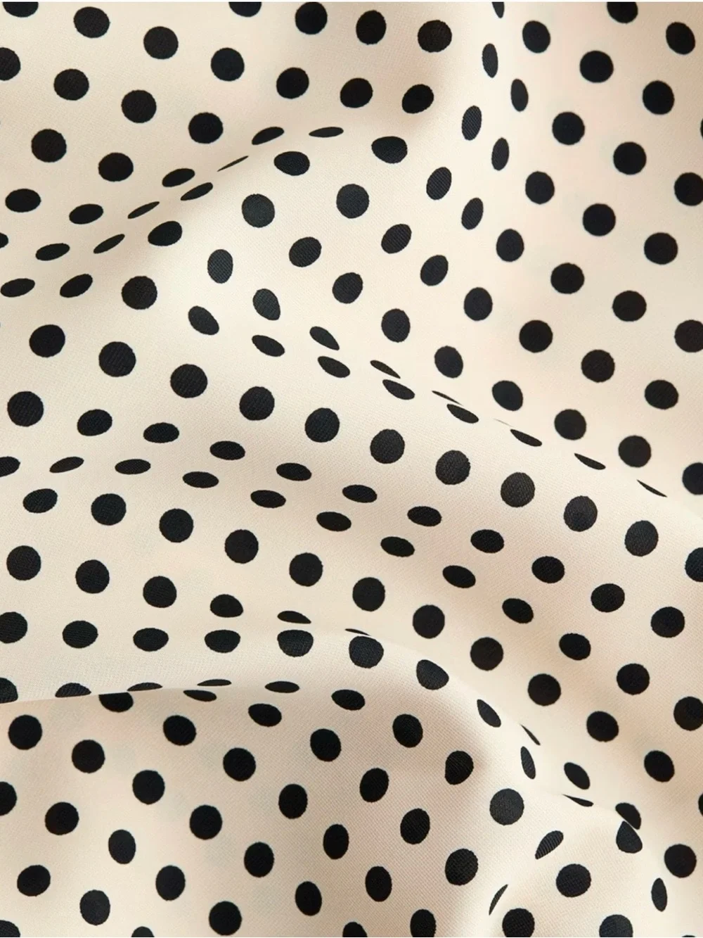 H&M Cream One-Shoulder Polka Dot Top with Black Dots NWTS